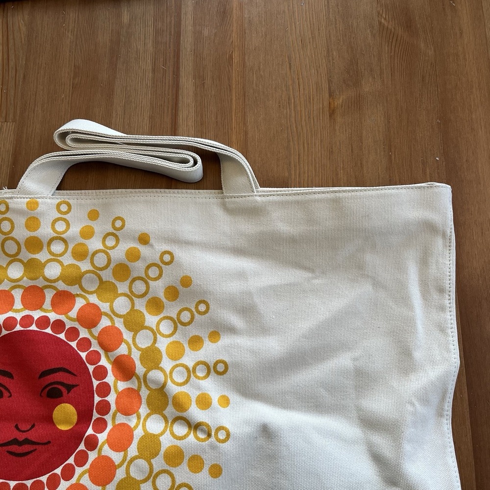 Bath & Body Works Tote Bag Large Celestial Sun Print Y2K Canvas Interior Flaws - Picture 4 of 12